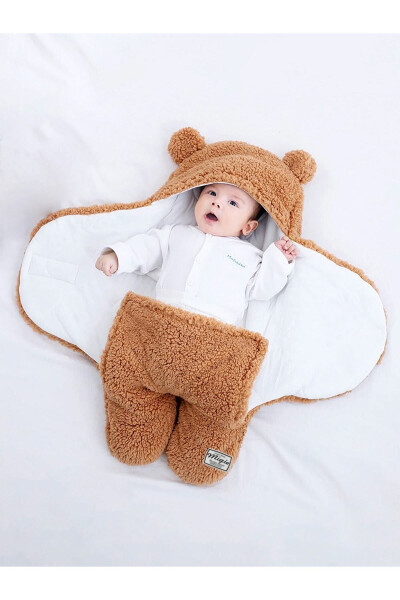 0-4 Month Baby Outer Swaddle Sleeping Bag Curly Wellsoft Plush Cappuccino - 2