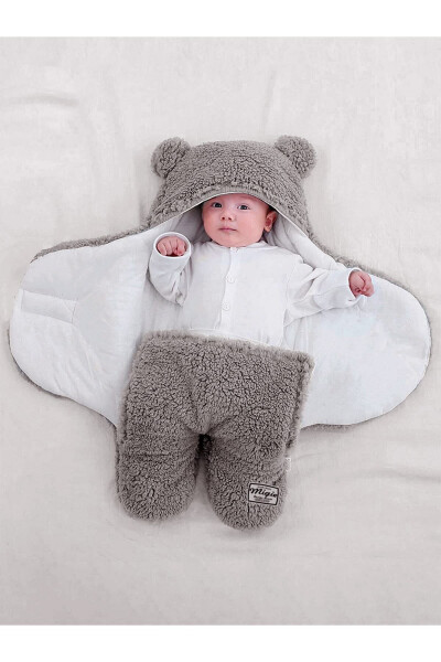 0-4 Months Baby Sleeping Bag with Curly Wellsoft Plush Grey - 2