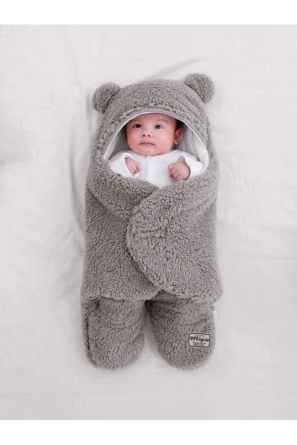 0-4 Months Baby Sleeping Bag with Curly Wellsoft Plush Grey - 3