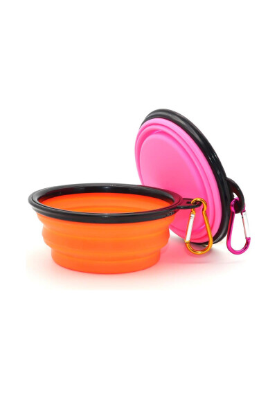 1 Piece Portable Silicone Foldable Pet Cat Dog Practical Food and Water Bowl with Hanging Accessory - 1