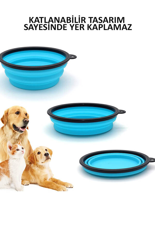 1 Piece Portable Silicone Foldable Pet Cat Dog Practical Food and Water Bowl with Hanging Accessory - 3