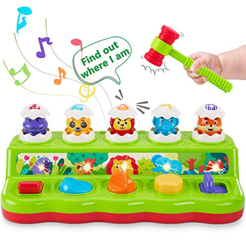 1 Year Old Toys for Boys Girls Birthday Gift, Baby & Toddler Toys, Cause and Effect Pop Up Toy with Music and Light for Toddlers 1-3, Toddler Learning Educational Montessori Toys for 1+ Year Old - 1