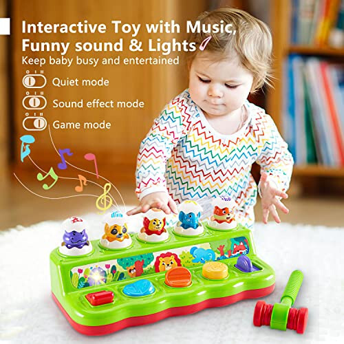 1 Year Old Toys for Boys Girls Birthday Gift, Baby & Toddler Toys, Cause and Effect Pop Up Toy with Music and Light for Toddlers 1-3, Toddler Learning Educational Montessori Toys for 1+ Year Old - 3