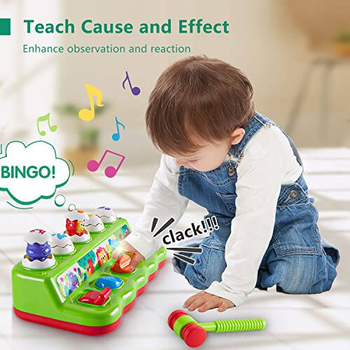 1 Year Old Toys for Boys Girls Birthday Gift, Baby & Toddler Toys, Cause and Effect Pop Up Toy with Music and Light for Toddlers 1-3, Toddler Learning Educational Montessori Toys for 1+ Year Old - 4