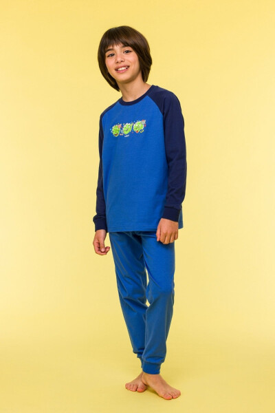 10-16 Yaş Erkek Çocuk Pijama-Plk - 875-Mavi - 15