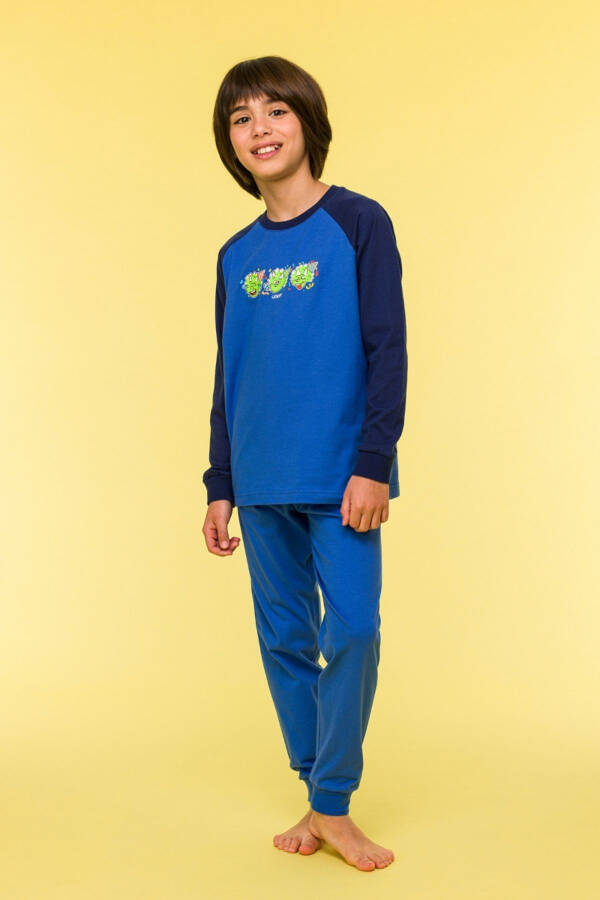 10-16 Yaş Erkek Çocuk Pijama-Plk - 875-Mavi - 15