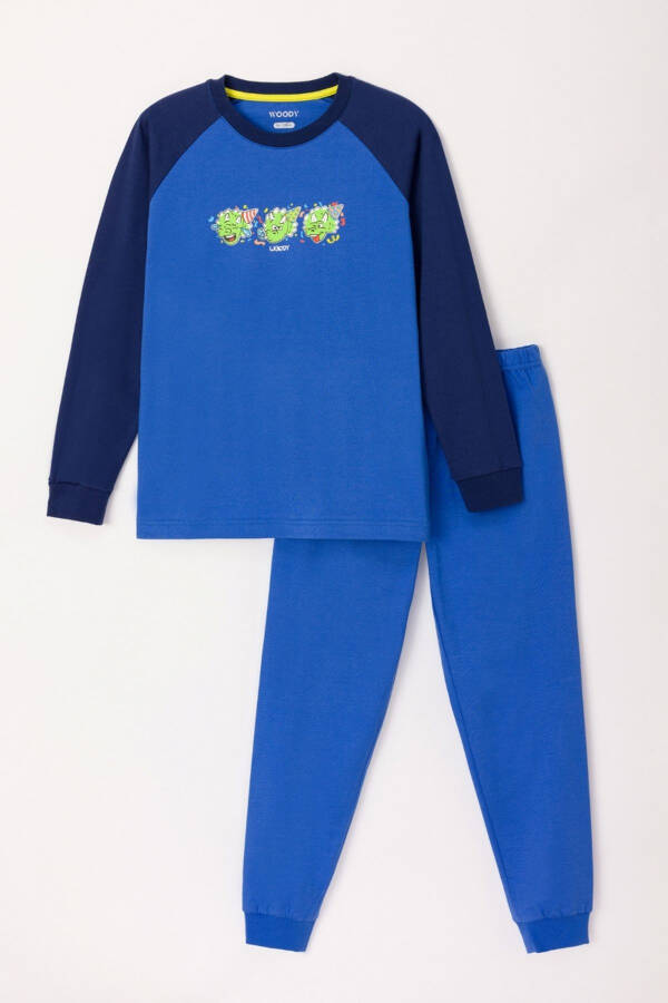 10-16 Yaş Erkek Çocuk Pijama-Plk - 875-Mavi - 19