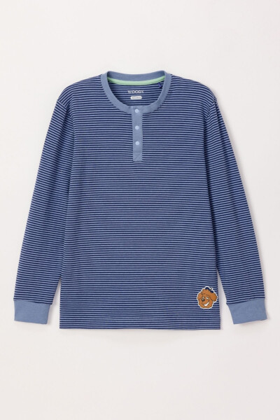 10-16 Years Boys Pajama-Pld - 904-Striped Blue - 22