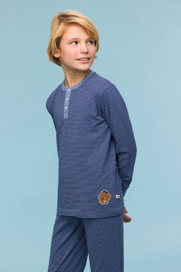 10-16 Years Boys Pajama-Pld - 904-Striped Blue - 11