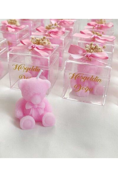 10 Bear Shaped Gift Candles in Mika Box, Birthday, Baby Shower - 9