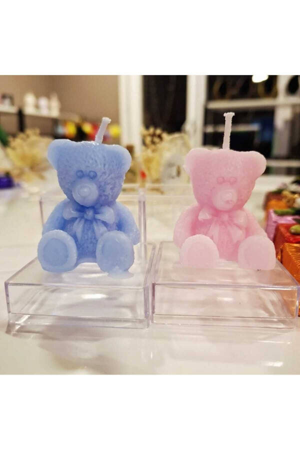 10 Bear Shaped Gift Candles in Mika Box, Birthday, Baby Shower - 14