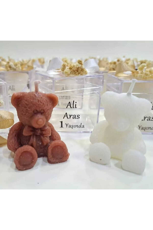 10 Bear Shaped Gift Candles in Mika Box, Birthday, Baby Shower - 5