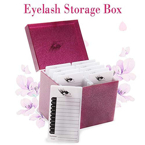 10 Layers Acrylic Eyelash Storage Box, Eyelash Holder Extension Tool, Makeup Organizer False Eyelashes Glue Pallet Holder, Grafting Eye lashes Close-Packed Display with 10 Pallets (pink) - 2