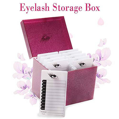 10 Layers Acrylic Eyelash Storage Box, Eyelash Holder Extension Tool, Makeup Organizer False Eyelashes Glue Pallet Holder, Grafting Eye lashes Close-Packed Display with 10 Pallets (pink) - 2