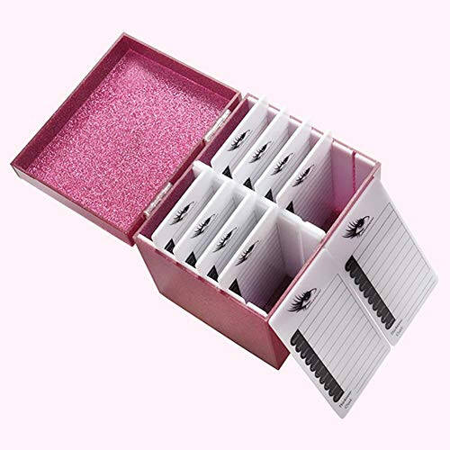 10 Layers Acrylic Eyelash Storage Box, Eyelash Holder Extension Tool, Makeup Organizer False Eyelashes Glue Pallet Holder, Grafting Eye lashes Close-Packed Display with 10 Pallets (pink) - 4