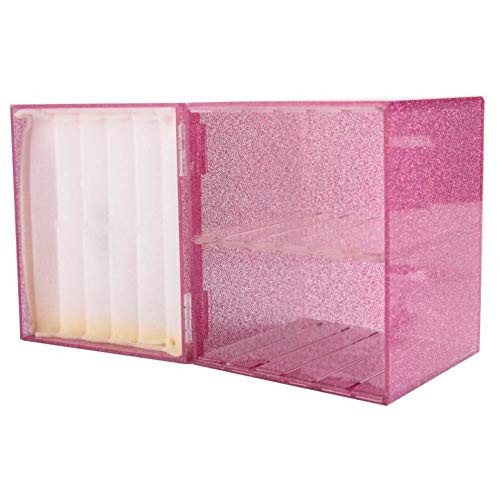 10 Layers Acrylic Eyelash Storage Box, Eyelash Holder Extension Tool, Makeup Organizer False Eyelashes Glue Pallet Holder, Grafting Eye lashes Close-Packed Display with 10 Pallets (pink) - 5