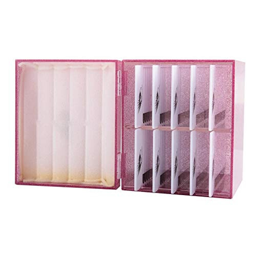 10 Layers Acrylic Eyelash Storage Box, Eyelash Holder Extension Tool, Makeup Organizer False Eyelashes Glue Pallet Holder, Grafting Eye lashes Close-Packed Display with 10 Pallets (pink) - 6