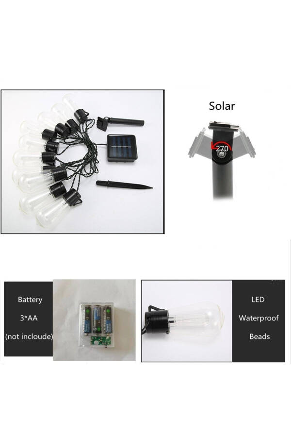 10 Led 4.5 M Gün Işığı Pilli Bahçe Dekor Aydınlatması Doğum Günü Düğün Yılbaşı Parti Led Dekoratif - 4