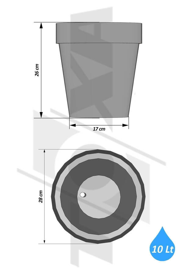 10 Litre Mat Kırık Beyaz Tabaklı Izgaralı Dekoratif Plastik Yalı Saksı No5 Ø28x26cm - 8