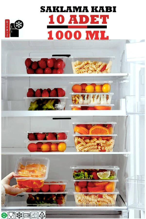 10 Pack Deep Freezer Microwave Safe Leakproof Storage Containers 1 Liter - 22