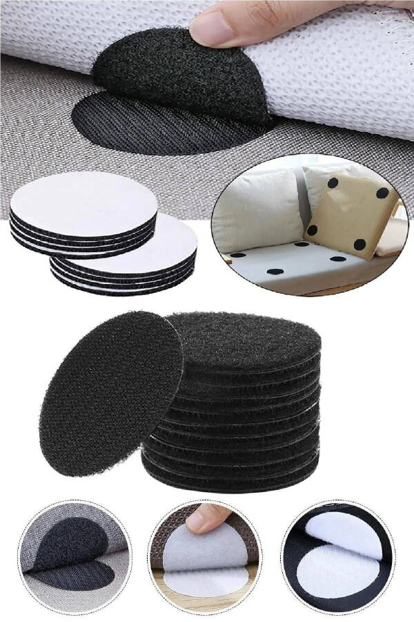 10 Pack Non-Slip Rug Mat Bedspread Gripper Velcro Set Adhesive Rug Anti-Slip - 1