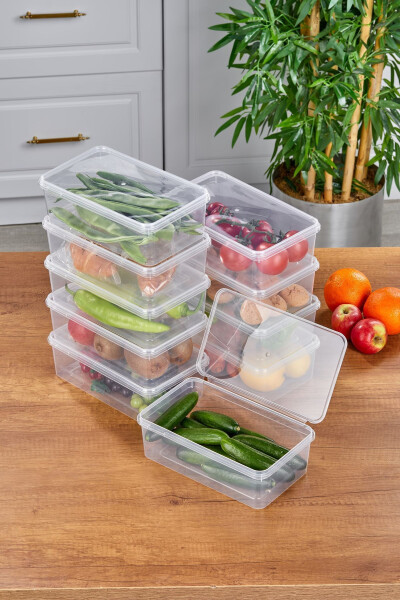 10 Pack Refrigerator Organizer Self-Closing Microwave & Freezer Safe 2000 ML Rectangular Storage Container - 10