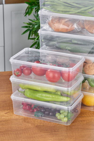 10 Pack Refrigerator Organizer Self-Closing Microwave & Freezer Safe 2000 ML Rectangular Storage Container - 12