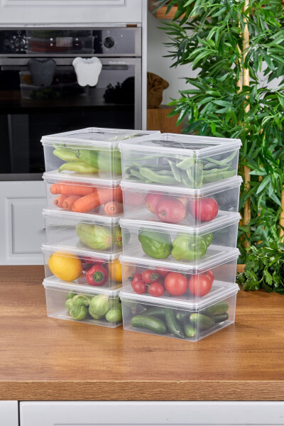 10 Pack Refrigerator Organizer Self-Sealing Microwave and Freezer Safe 2500 ML Square Storage Container - 2