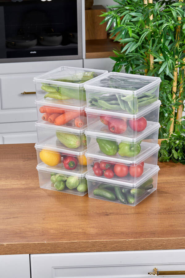 10 Pack Refrigerator Organizer Self-Sealing Microwave and Freezer Safe 2500 ML Square Storage Container - 3