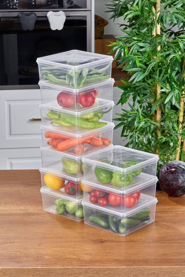 10 Pack Refrigerator Organizer Self-Sealing Microwave and Freezer Safe 2500 ML Square Storage Container - 4