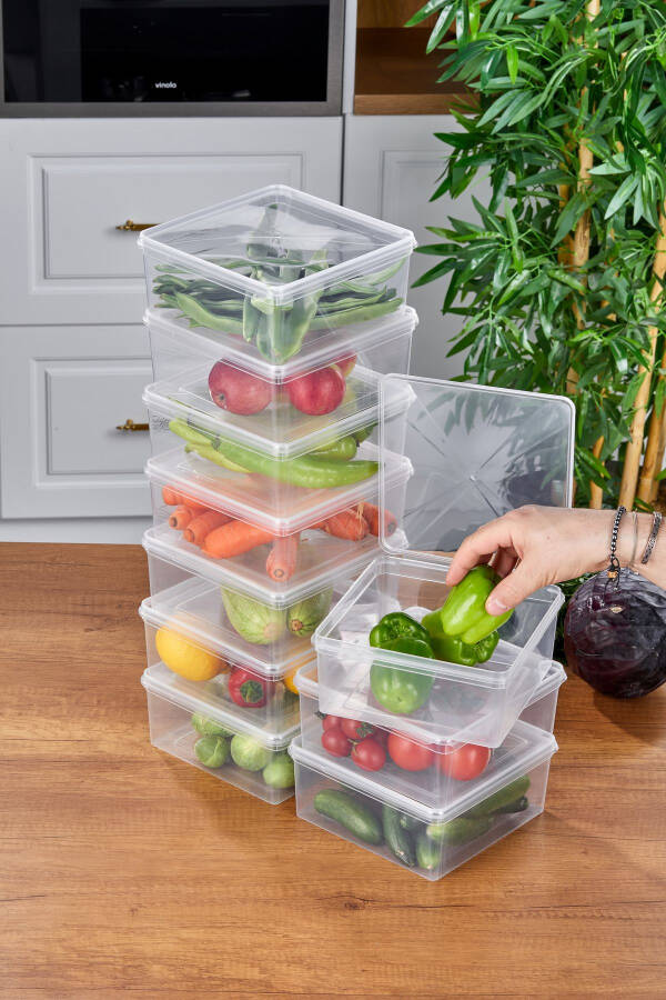 10 Pack Refrigerator Organizer Self-Sealing Microwave and Freezer Safe 2500 ML Square Storage Container - 5