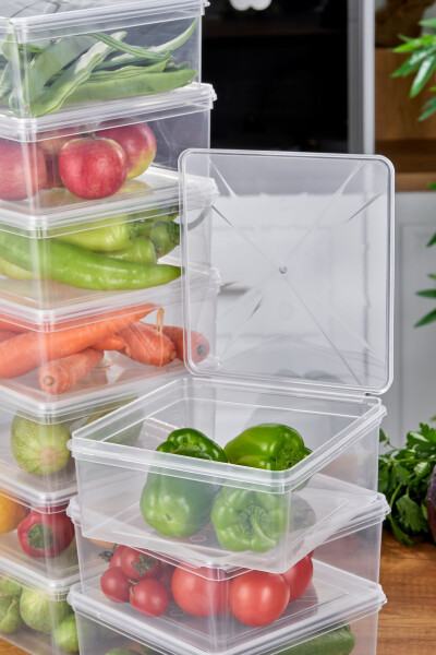 10 Pack Refrigerator Organizer Self-Sealing Microwave and Freezer Safe 2500 ML Square Storage Container - 6