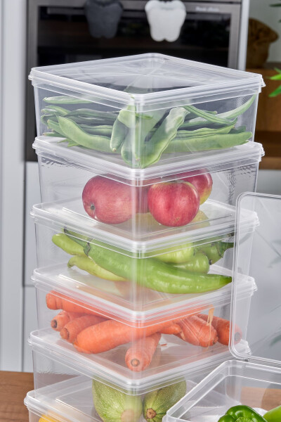 10 Pack Refrigerator Organizer Self-Sealing Microwave and Freezer Safe 2500 ML Square Storage Container - 7