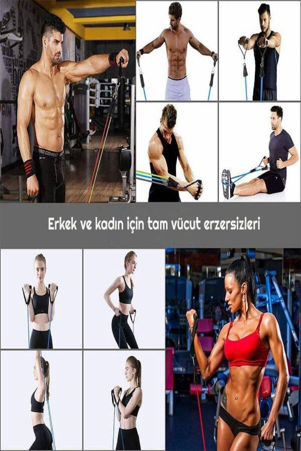 ® 10 Parça Kondisyon Kardiyo Aerobik Fitness Egzersiz Direnç Lastiği Seti Pilates Yoga Spor Aleti - 4