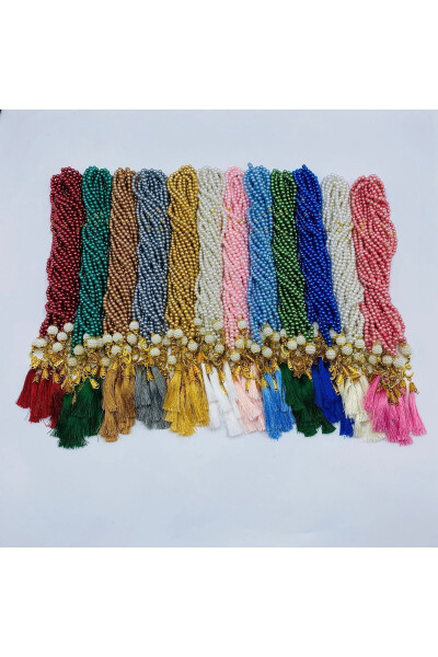 10 pcs Assorted Color Gift Tassel Plastic Pearl 99 Beads Prayer Beads (Mawlid-Sunnah-Hajj-Umrah) - 1