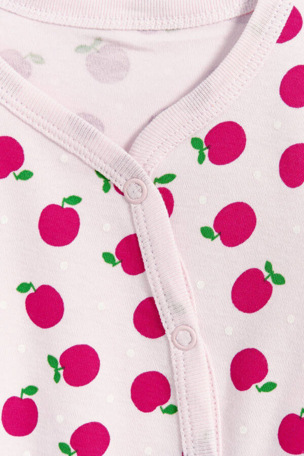 100% Cotton Apple Printed Footed 2-Pack Baby Girl Romper - White - 5