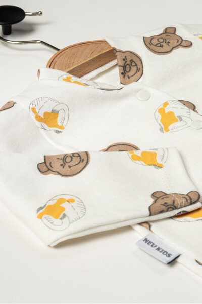 100% Cotton Bear Printed 5-Piece Newborn Boy Baby Hospital Discharge Set - Gift Pack - 2