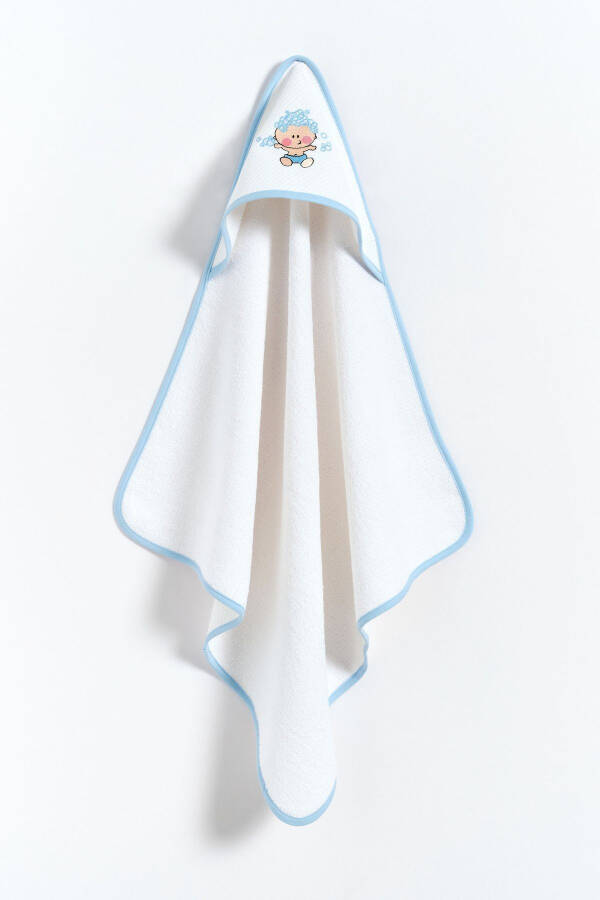 100% Cotton Blue Embroidered Baby Swaddle for Boys - White - 8