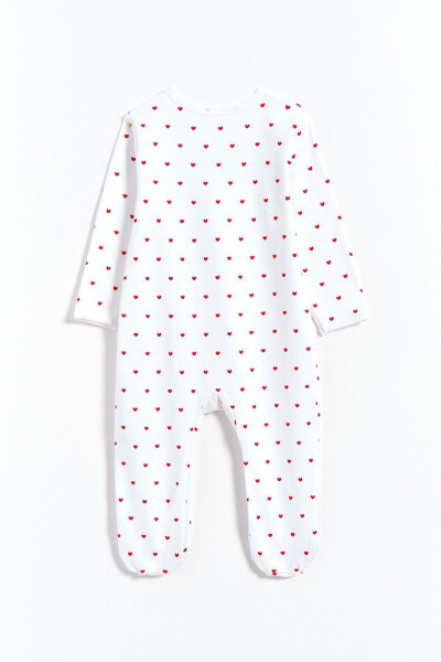 100% Cotton Heart Print Footed Baby Girl Romper - White - 6