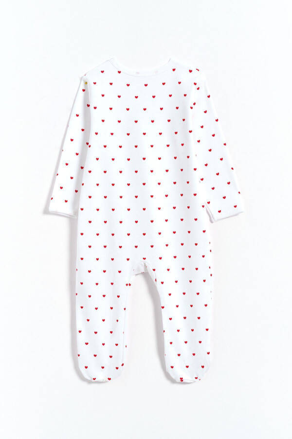 100% Cotton Heart Print Footed Baby Girl Romper - White - 6