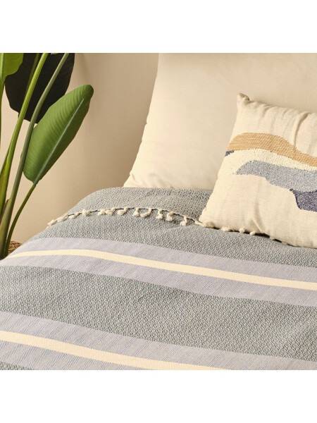 100% Cotton Marin Carino Double Bedspread Blue - 12