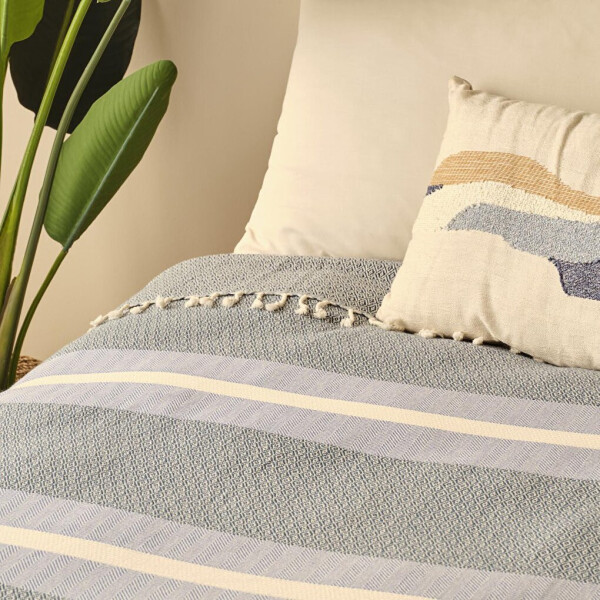 100% Cotton Marin Carino Double Bedspread Blue - 17