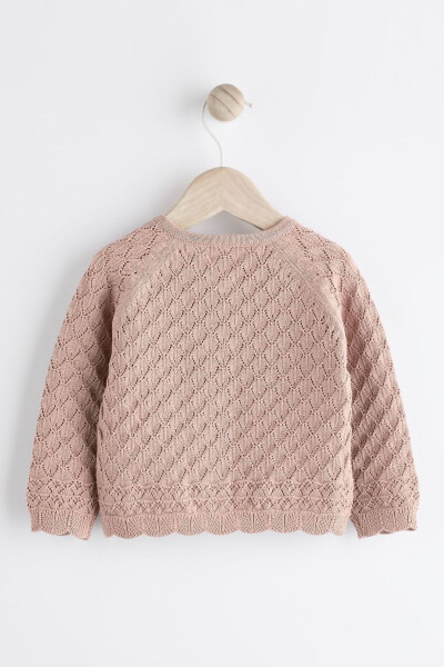 100% Cotton Pink Knit Baby Cardigan - 2