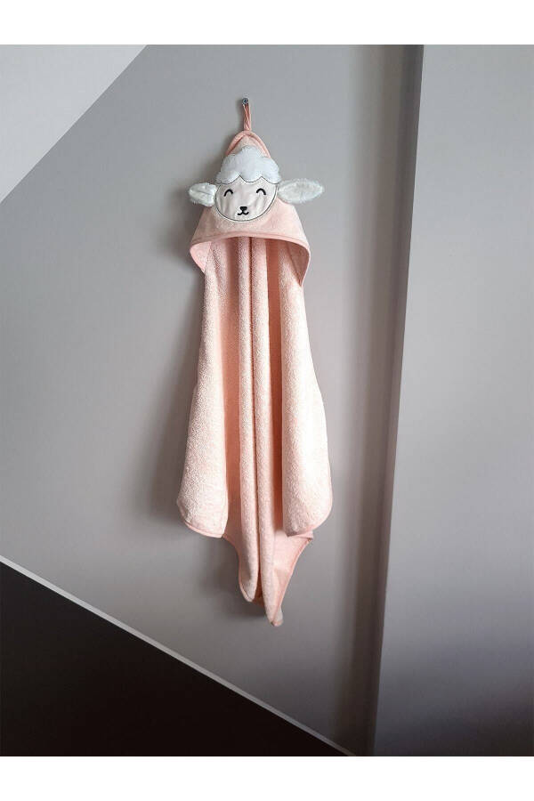 100% Cotton Pink Lamb Embroidered Baby Towel Swaddle 75x75cm - 2