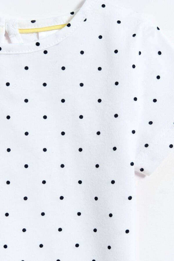 100% Cotton Polka Dot Ribbed Detail Baby Girl T-Shirt - White - 5