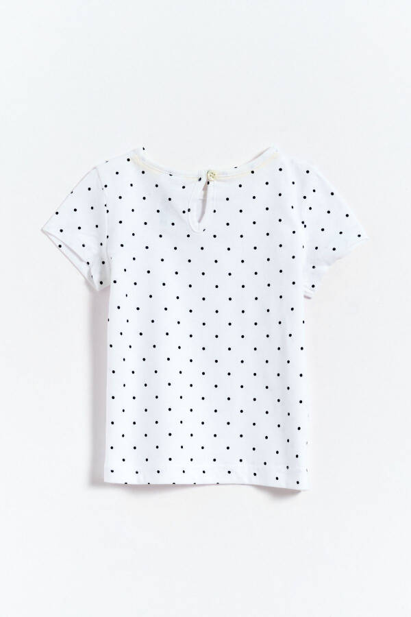 100% Cotton Polka Dot Ribbed Detail Baby Girl T-Shirt - White - 6