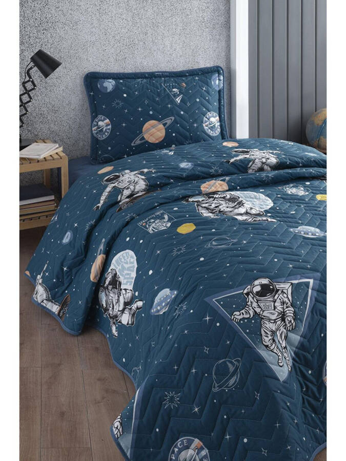 100% Cotton Single Bedspread Set Galaxy Navy - 5