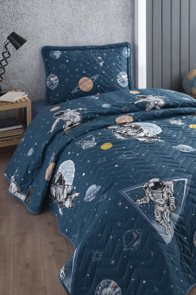 100% Cotton Single Bedspread Set Galaxy Navy - 7