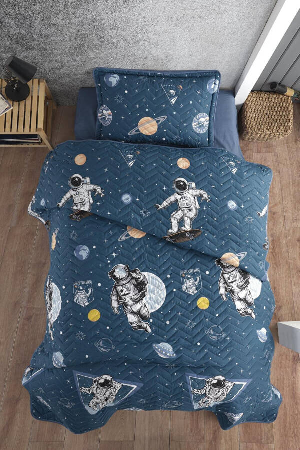 100% Cotton Single Bedspread Set Galaxy Navy - 8