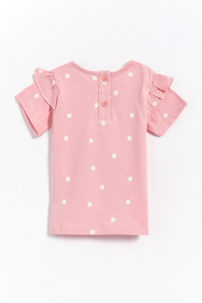 100% Cotton Sleeved Polka Dot Baby Girl T-Shirt - Pink - 3